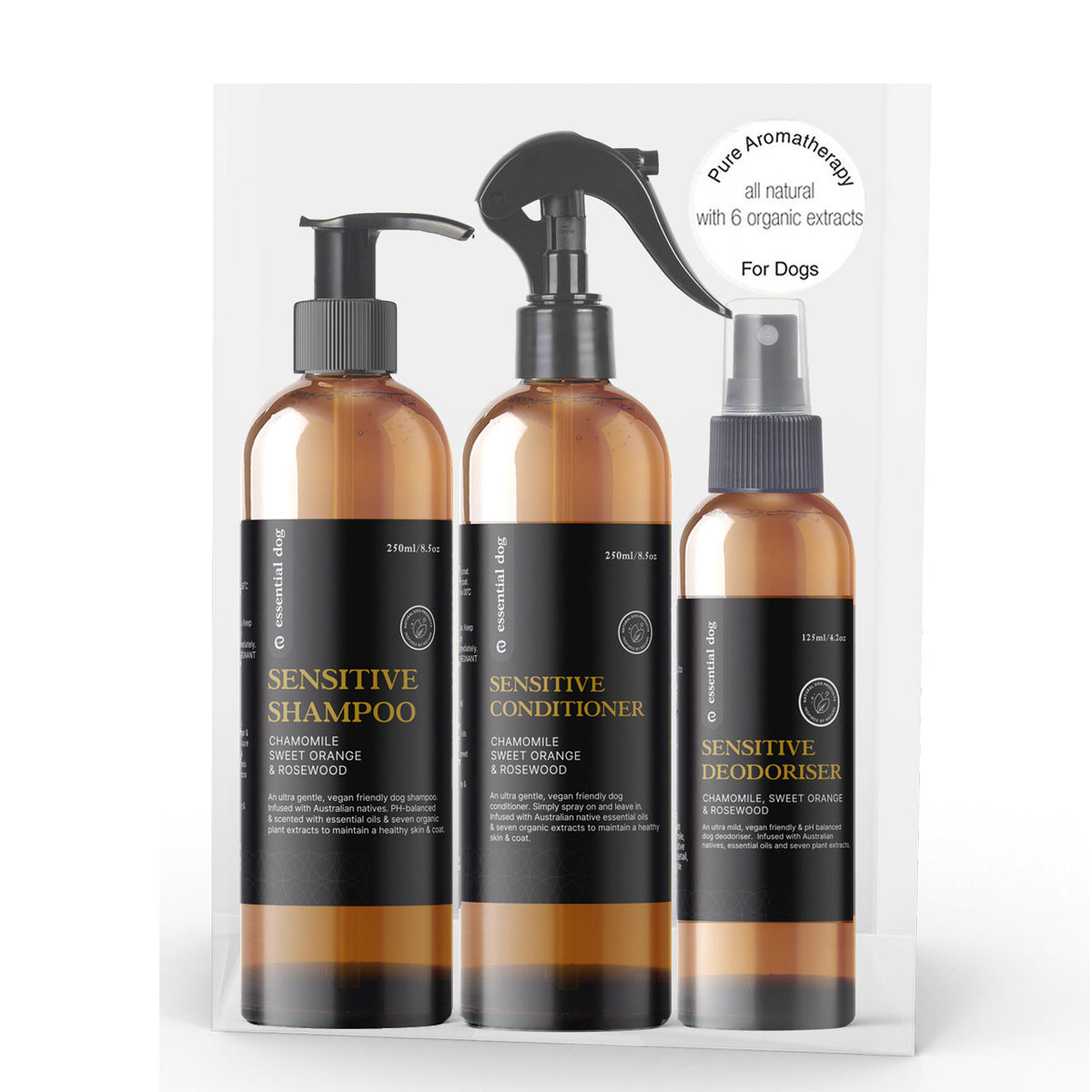 Sensitives Hundeshampoo: Kamille, Süßorange & Rosenholz